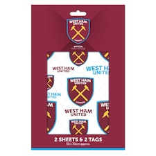 West Ham FC 2 Sheets & 2 Tags Gift Wrap