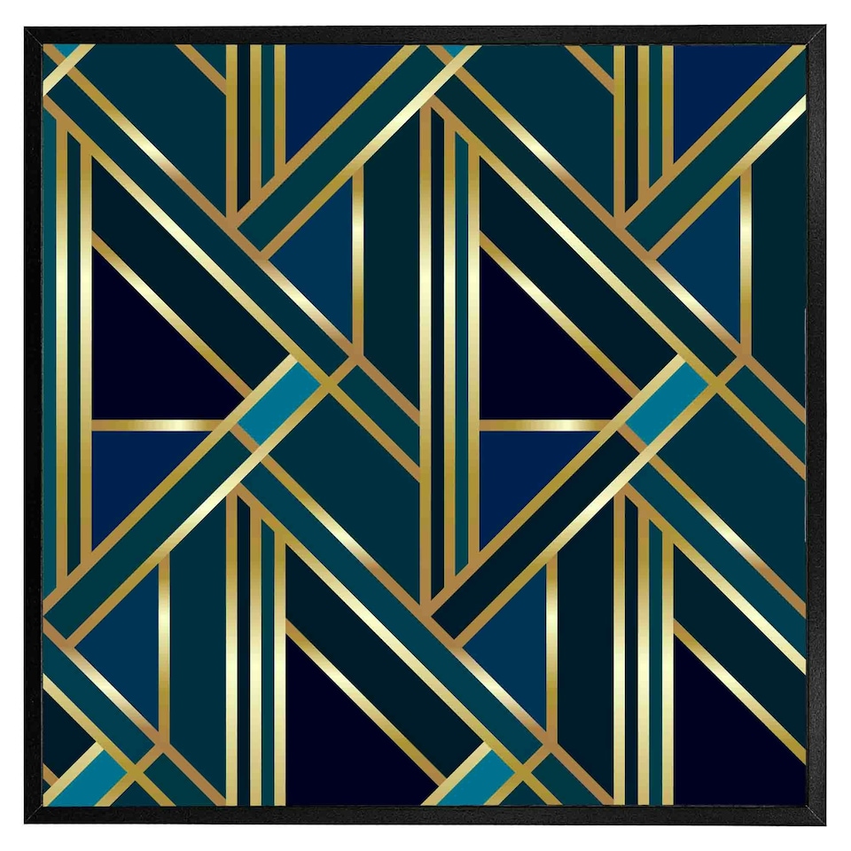 image 1 of Gold & teal geometric pattern (Picutre Frame) Grey | L