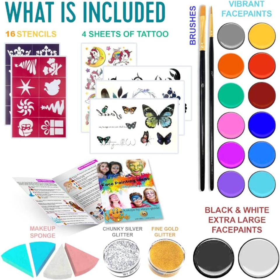 image 1 of Desire Deluxe Face Paints for Children Halloween Make Up Set