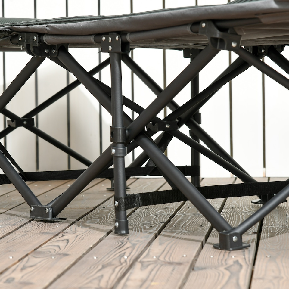 image 1 of Outsunny Camping Bed for Adults, Single Folding Camp Bed, Padded Portable Camping Cot for Sleeping, with Carry Bag, Side Pocket and Cup Holder for Outdoor, Travel, Fishing, Grey