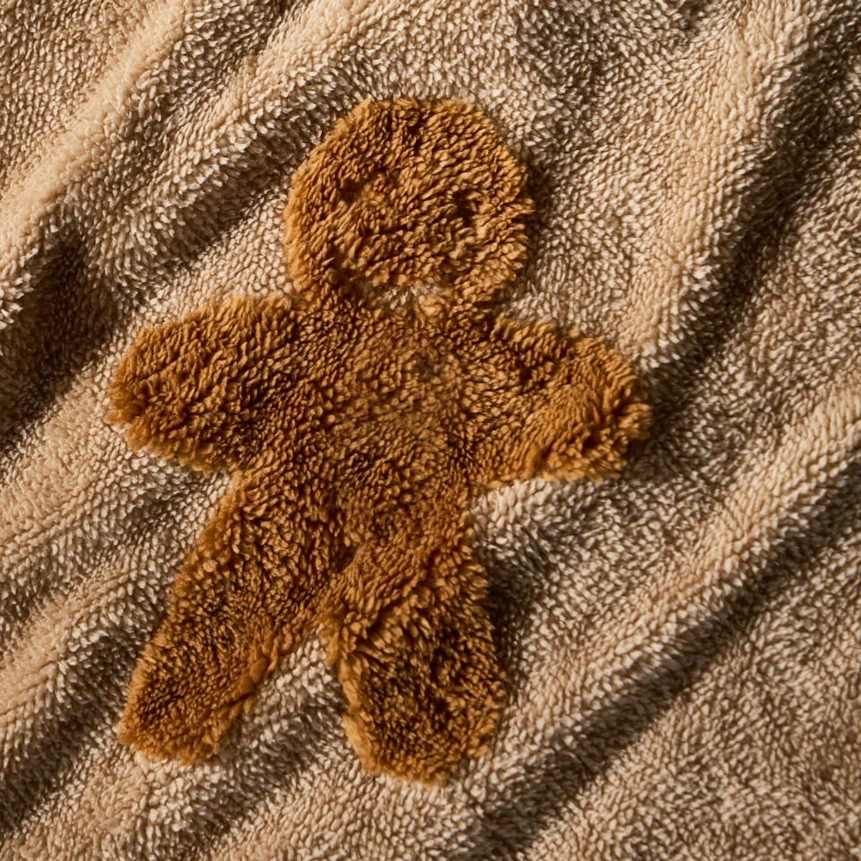 image 1 of OHS Tufted Gingerbread Man Teddy Sherpa Fleece Duvet Cover Set - Natural Brown | Natural | King