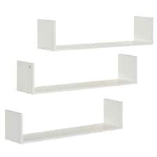 HOMCOM Set of 3 Wooden Floating Shelves Wall Mount CD Storage White