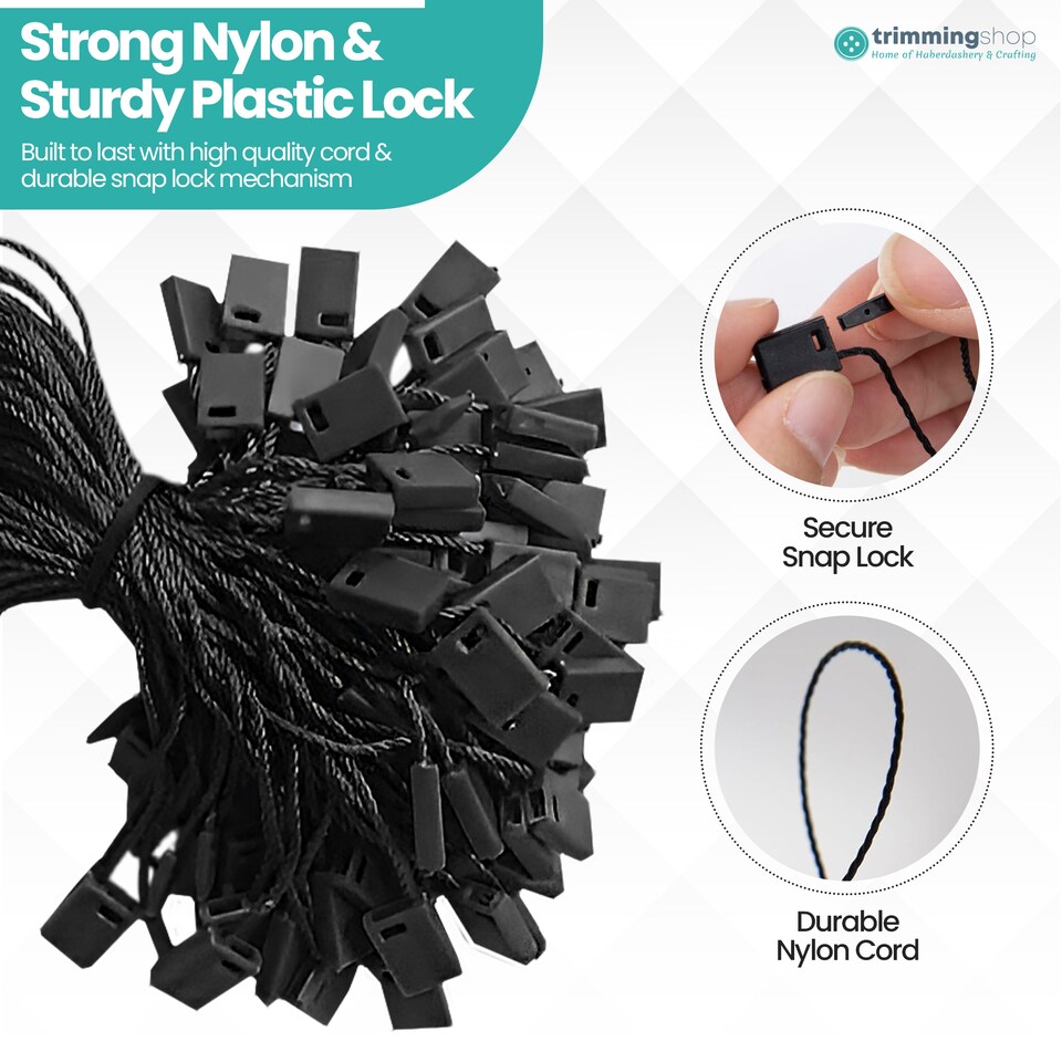 image 1 of 7 Inch Plastic String Tags, Nylon Label Snap Lock - 100pcs