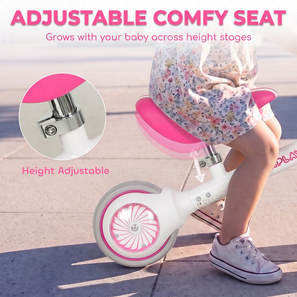 image 1 of AIYAPLAY Balance Bike with 135° Steering Limit for Toddlers 1-2 Years, Pink