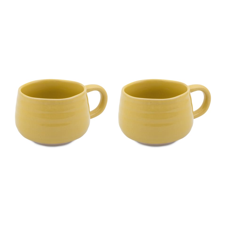 image 1 of Jamie Oliver Big Love Yellow Stoneware Mugs, Set of 2, 375ml | Yellow | Yellow
