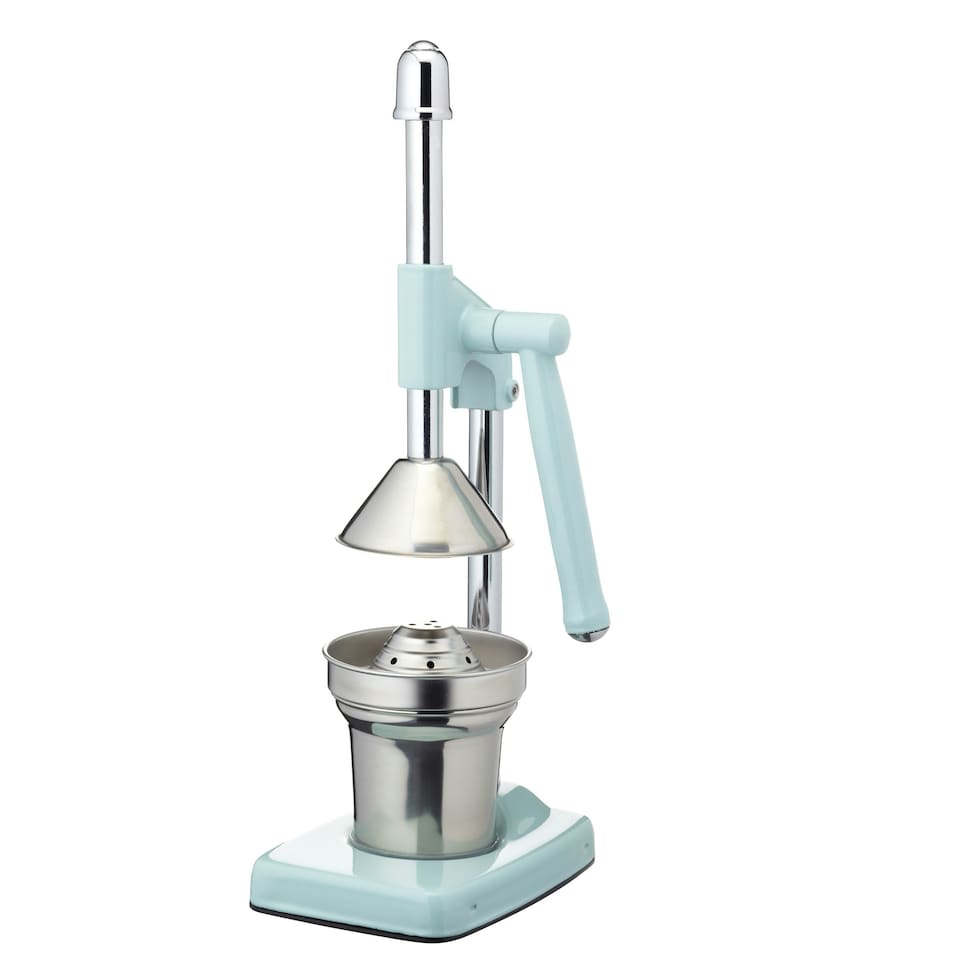 image 1 of 2pc Vintage Blue Heavy Duty Kitchen Set including Mechanical Scales and Heavy-Duty Lever-Arm Juicer