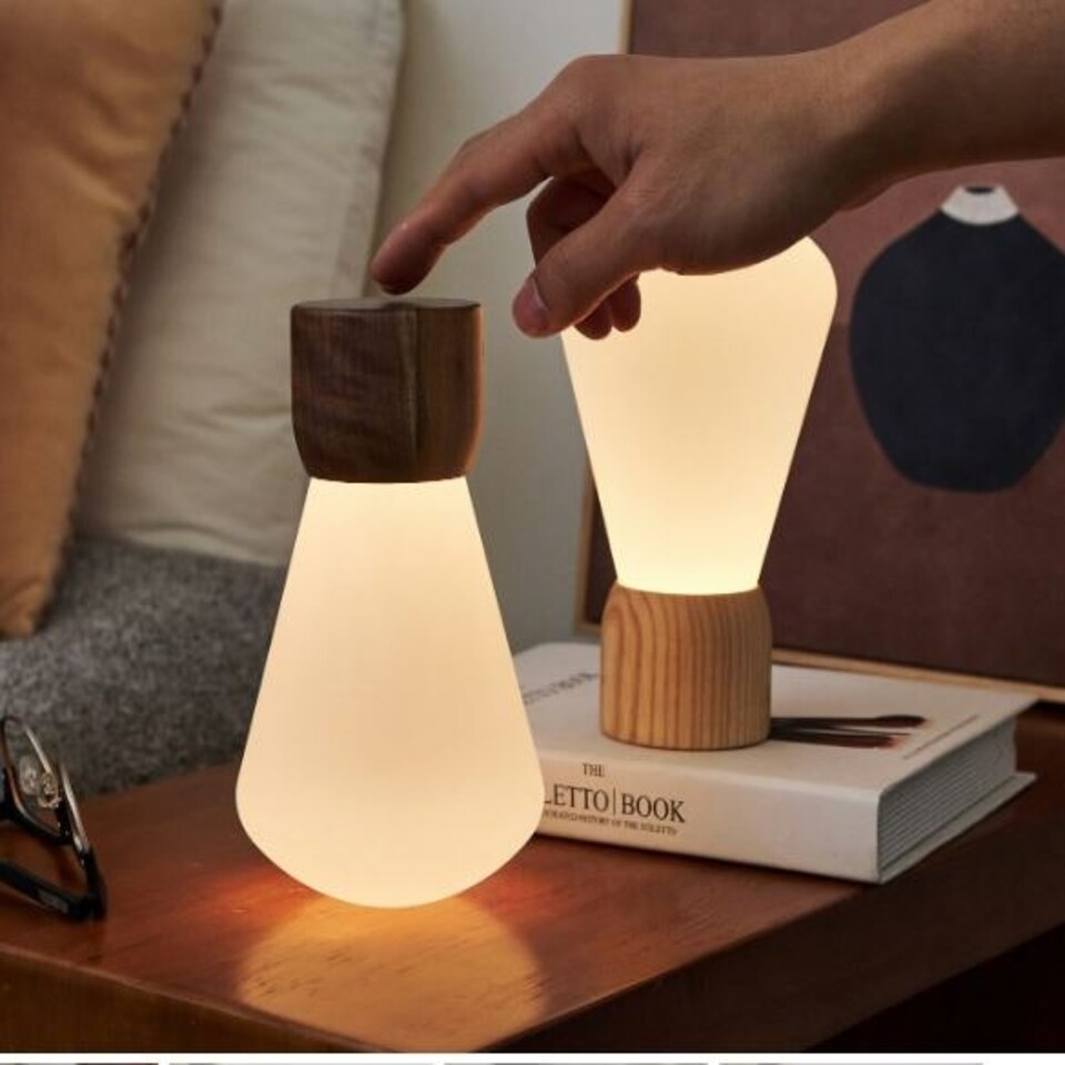 image 1 of Gingko Large Pentagon Desk Bulb Light in Natural Wood N/A | Walnut
