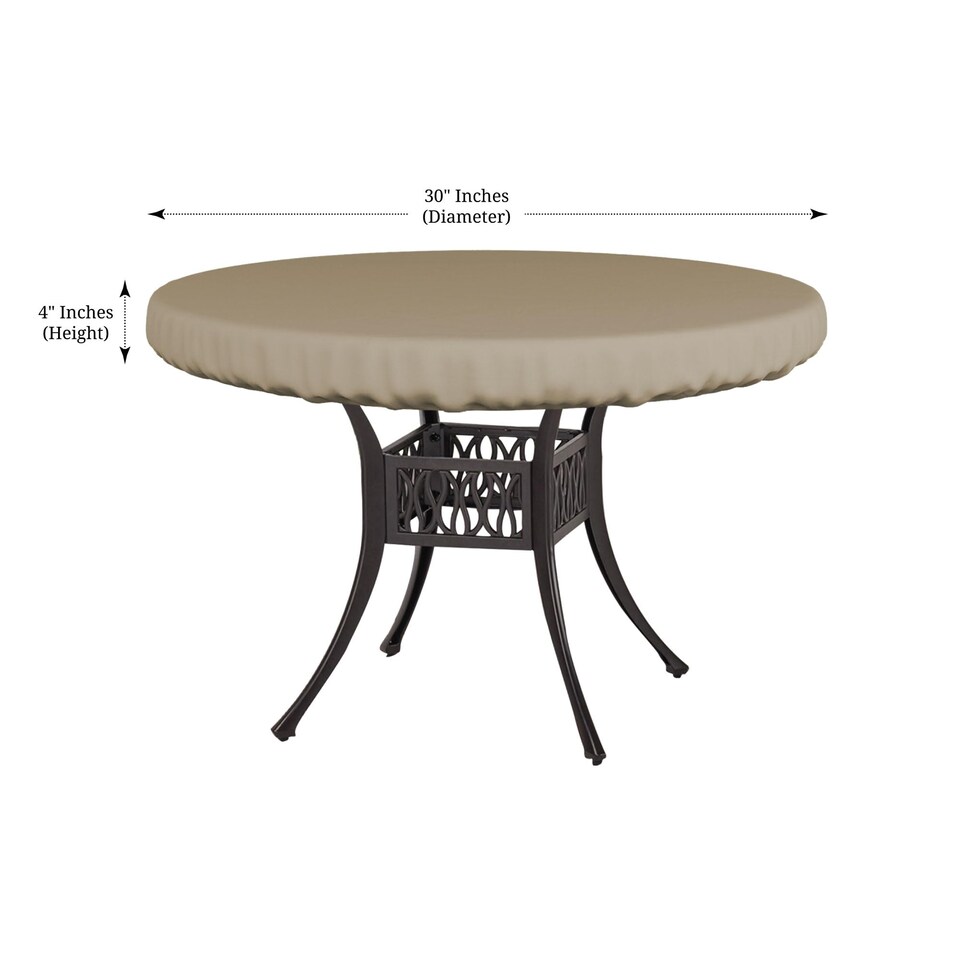 image 1 of Covers&All Waterproof & UV-resistant Round Table Top Cover, 30 in Diameter x 4 in H, Beige