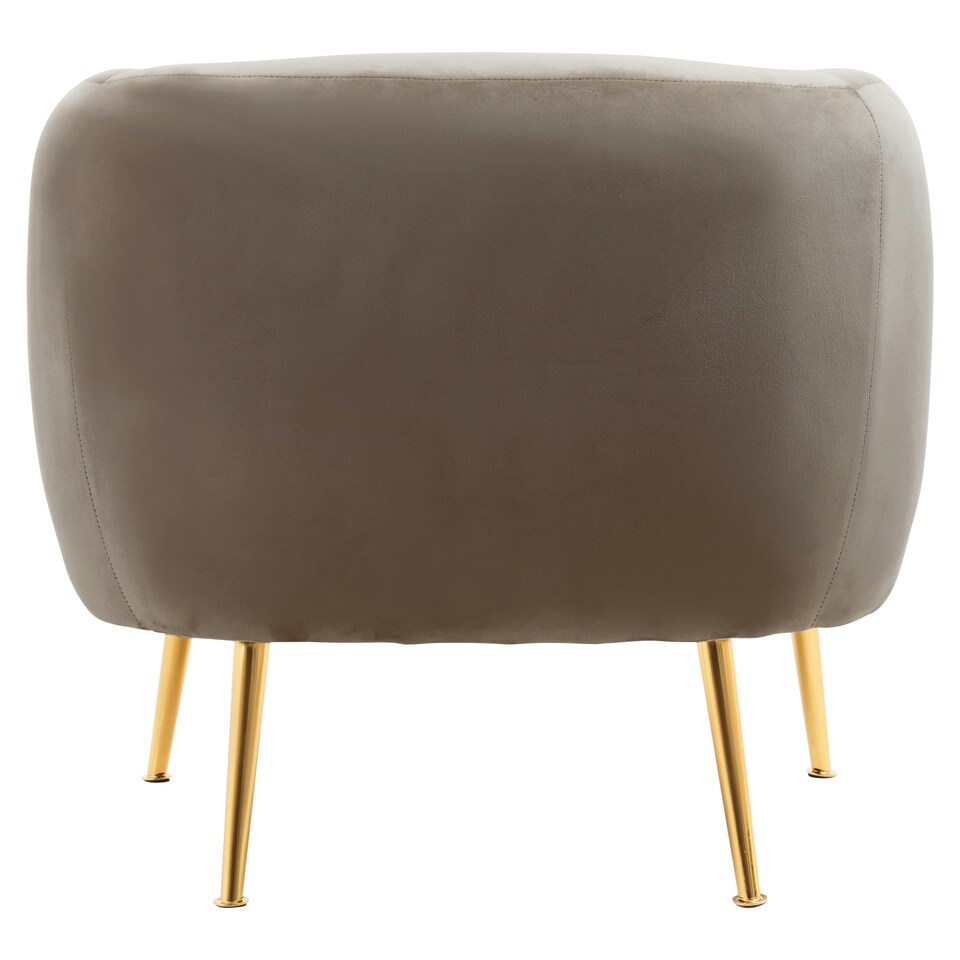 image 1 of Interiors by Premier Dark Beige Velvet Armchair, Foaming Seat With Gold Legs For Comfortable Seating, Living Room Accent Chair