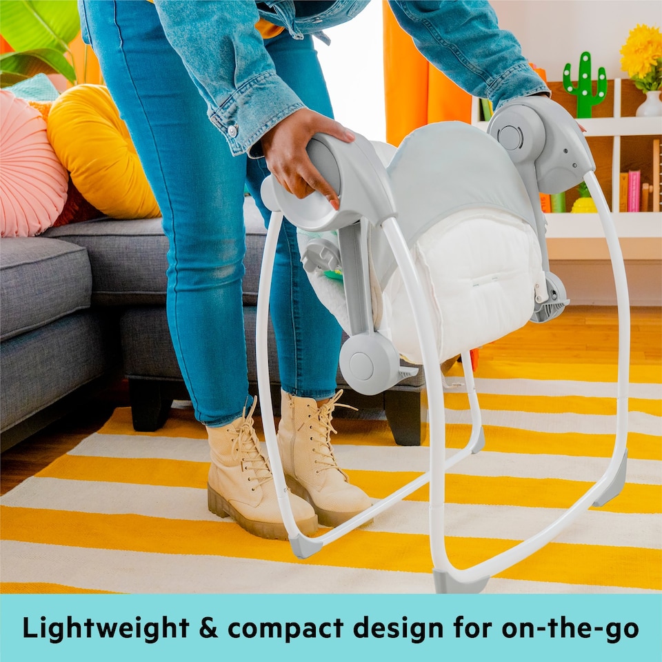 image 1 of Bright Starts Whimsical Wild Portable Compact Automatic Baby Swing with Music Newborn+