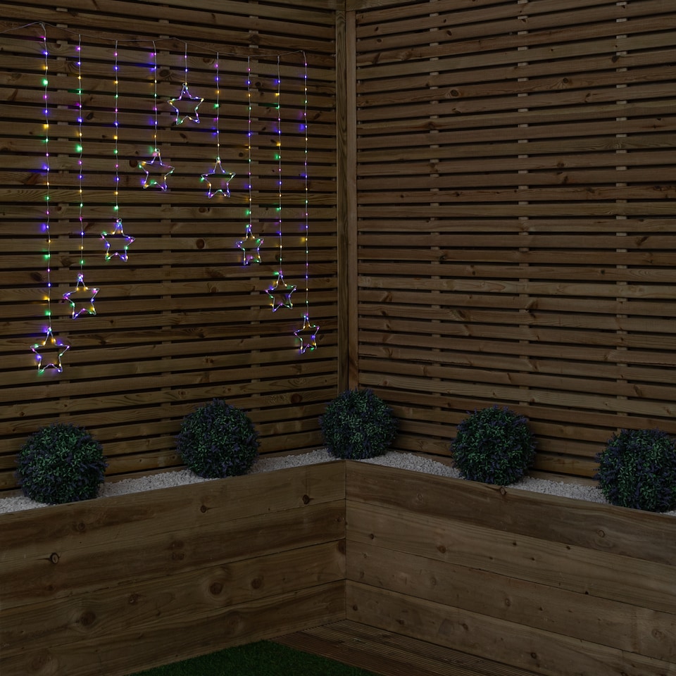 image 1 of 1.2m Multi Colour LED Star Curtain Lights Christmas Decorations