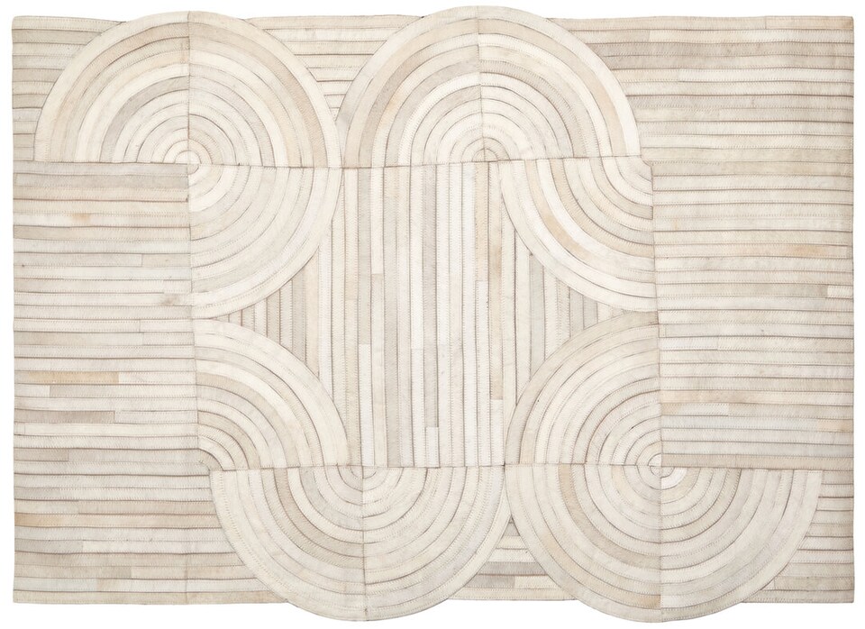 image 1 of Bosie Safira Small Natural Hair On Leather Rug | White