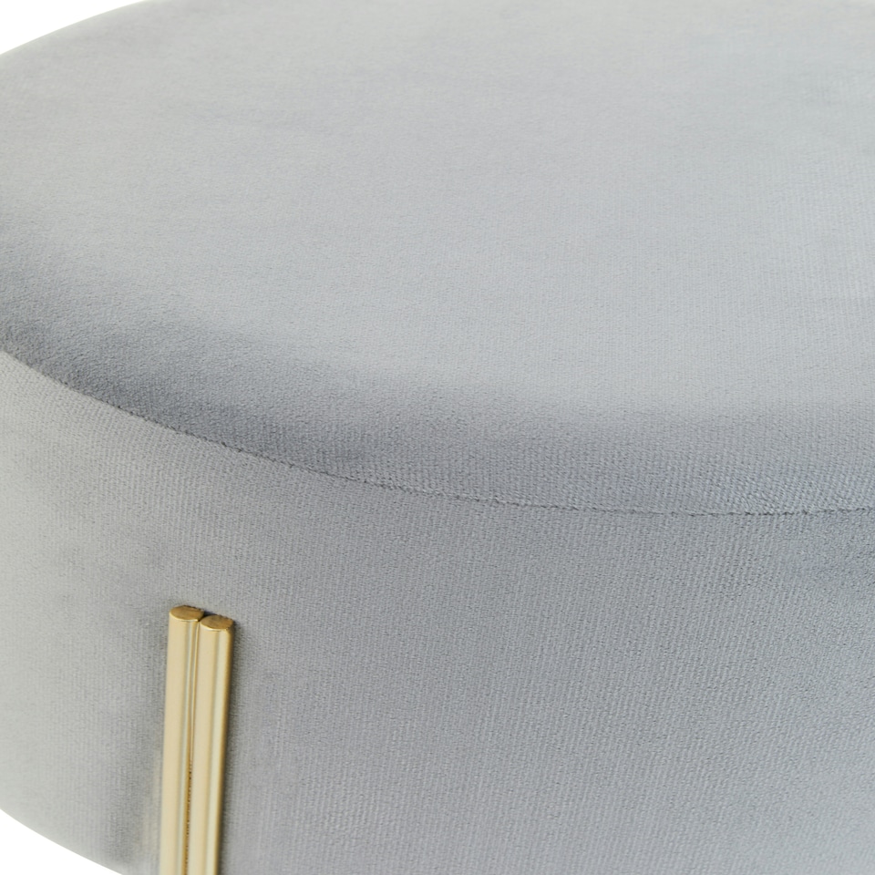 image 1 of Interiors by Premier Hayes Round Grey Velvet Stool