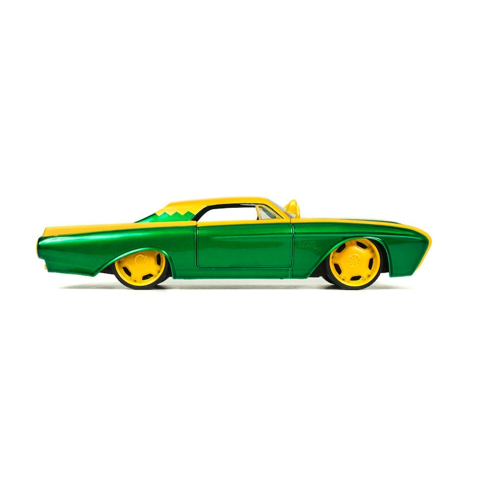 image 1 of MARVEL COMICS Loki 1963 Ford Thunderbird Die Cast Vehicle with Figure, Green/Yellow (253225026SSU)