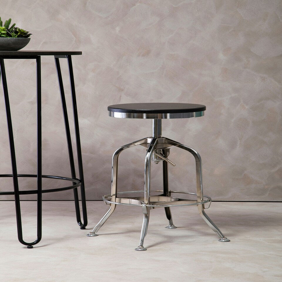 image 1 of Gator Ash Wood Silver Chromed Metal Stool Silver