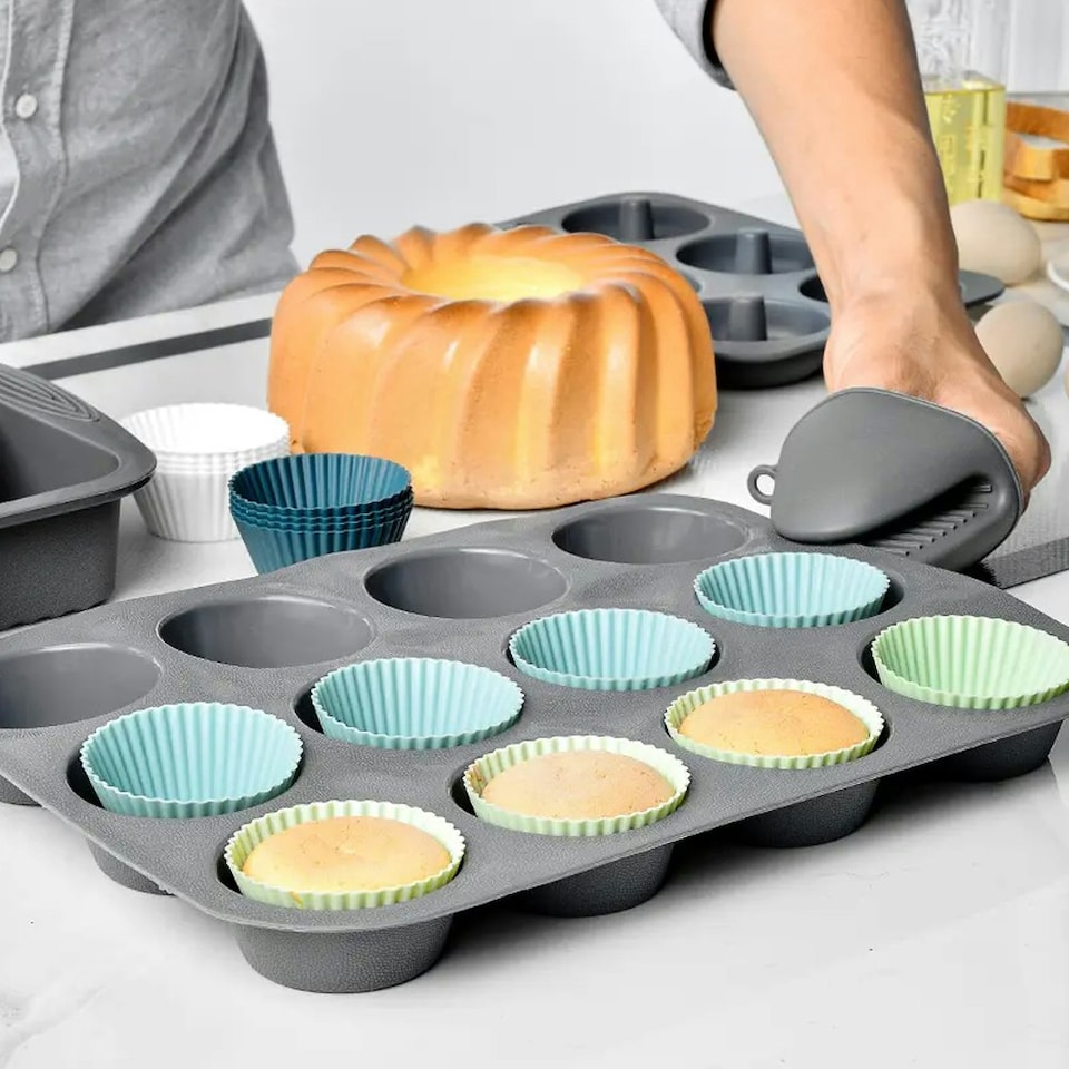 image 1 of Living and Home 24 Pcs Multicolor Reusable Silicone Muffin Baking Cups | Multi