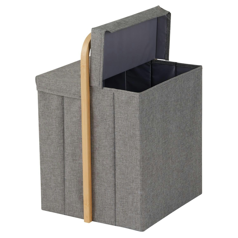 image 1 of Showerdrape Cotswold Grey Single Laundry Hamper with Lid 500 x 360mm