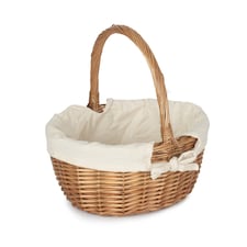 Double Steamed Oval Shopping Basket With White Lining | White | White | S