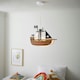 image 2 of BHS Glow Pirate Ship Ceiling Pendant Light, Brown
