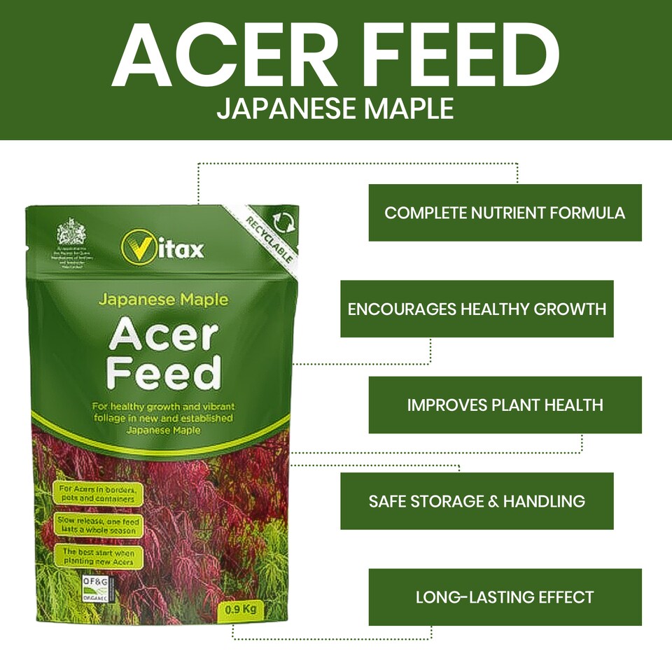 image 1 of Vitax Acer Feed Japanese Maple Tree Organic Plant Feed Healthy Growth Vibrant Foliage 0.9kg Pack of 2