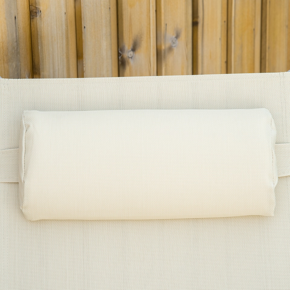 image 1 of Outsunny Steel Fabric Sun Lounger Outdoor Folding Chaise Lounge Chair Recliner with Portable Design & 7 Adjustable Backrest Positions - Beige