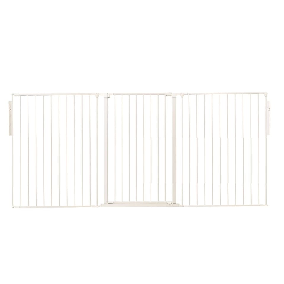 image 1 of Safetots Premium Extra Tall Room Divider, up to 226cm Wide, White, 105cm Tall, Multi Panel Barrier for Baby and Toddler | White