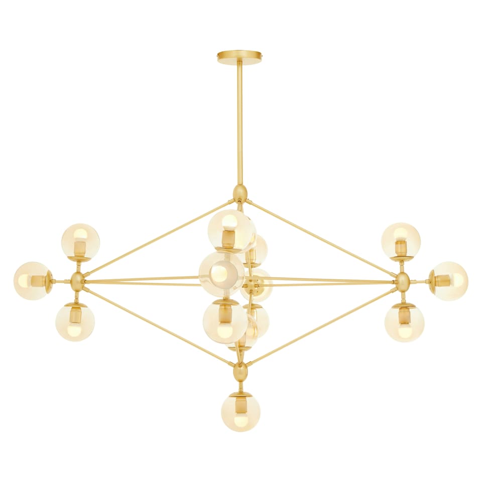 image 1 of Interiors by Premier Modern Fifteen Arm Gold Finish Pendant Light, Industrial Molecular Multi Bulb Ceiling Fixture, Chandelier