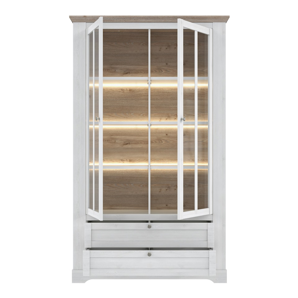 image 1 of Illoppa Display Cabinet in Snowy Oak/Oak Nelson