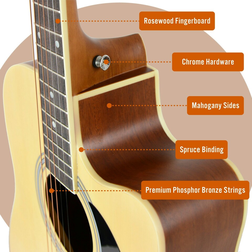 image 1 of MX by 3rd Avenue Cutaway Acoustic Guitar Pack Orange