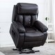 image 4 of Chester Dual Motor Rise Recliner Heat and Massage Bonded Leather Chair (Brown)
