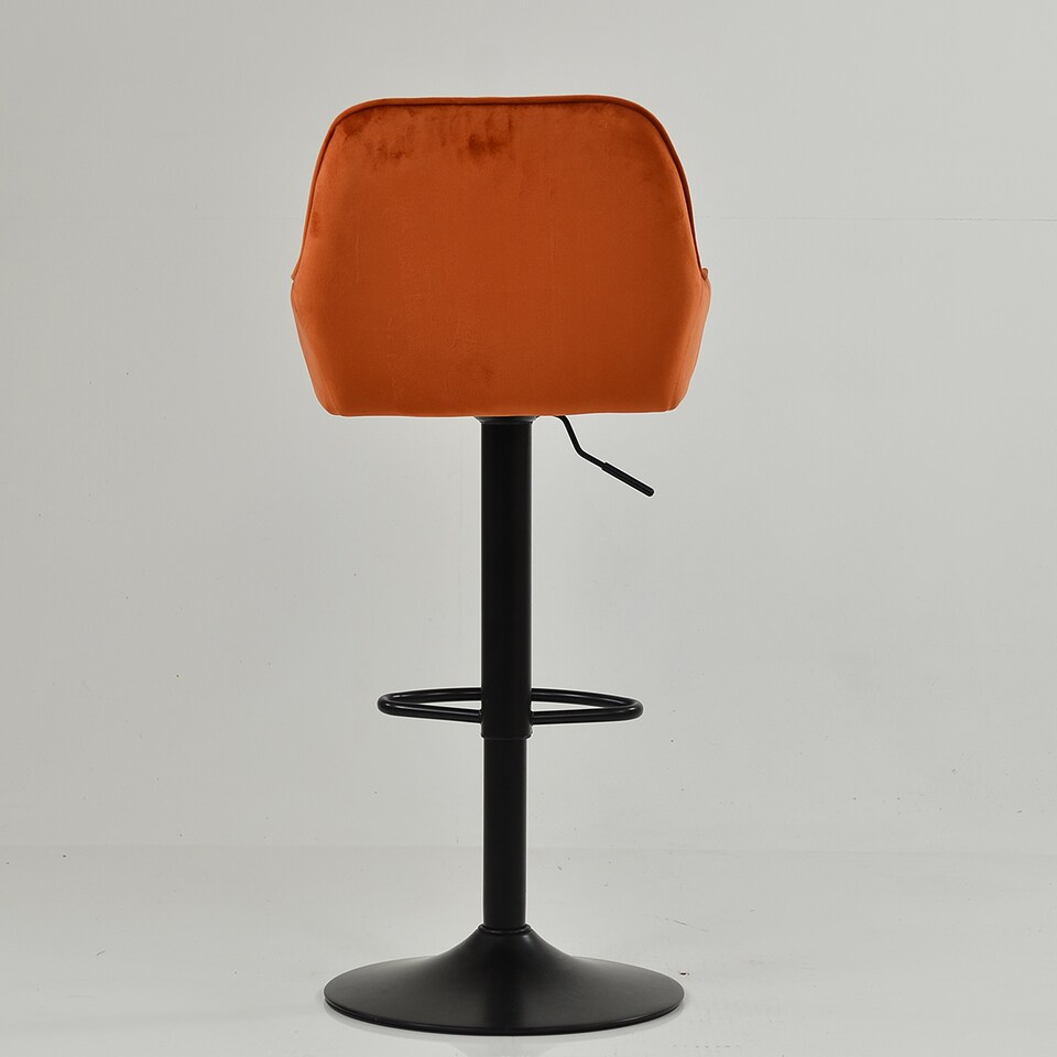 image 1 of Lakeland Furniture Arnside Burnt Orange Velvet Black Adjustable Base 1 Bar Stool