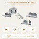 image 2 of PawHut 4PCs Wall Mounted Cat Furniture Set with Steps Scratching Post, Grey