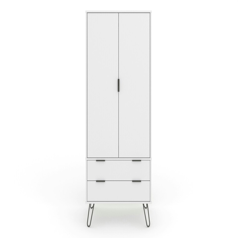 image 1 of Core Products Augusta Industrial White 2 Door, 2 Drawer Wardrobe H176.0cm x W76.5cm x D53.0cm White