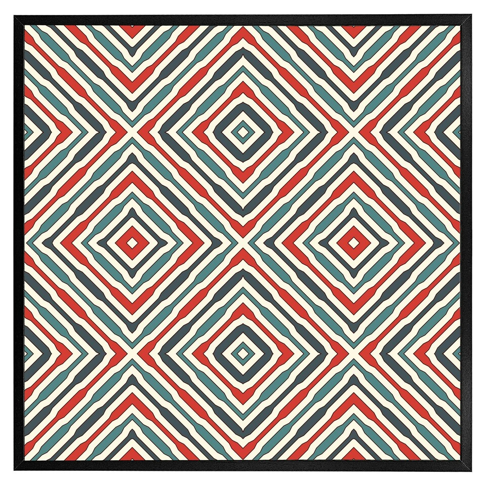 image 1 of Repeated squares and rhombuses ornamental abstract tribal motif (Picture Frame) Brown | S