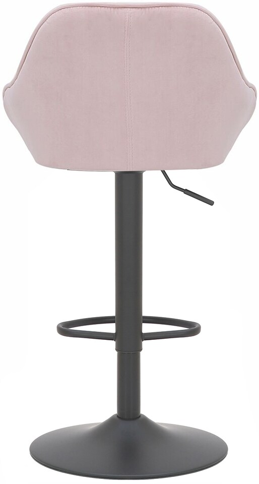 image 1 of Velluto Matt Black Velvet Kitchen Bar Stool, Height Adjustable Swivel Gas Lift, Padded Seat & Backrest, Matt Black Footrest, Pink