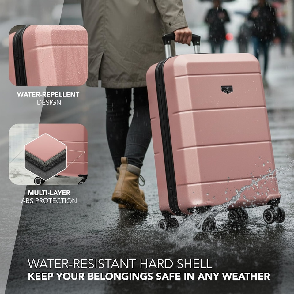image 1 of Lugg Jetset Lightweight Hard Shell Suitcase ABS 4 Wheels TSA Lock (55x35x23cm)