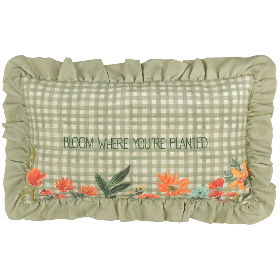 image 1 of furn. Meadow Haze Embroidered Ruffle Green Cushion Cover 30 x 50 cm | Multi