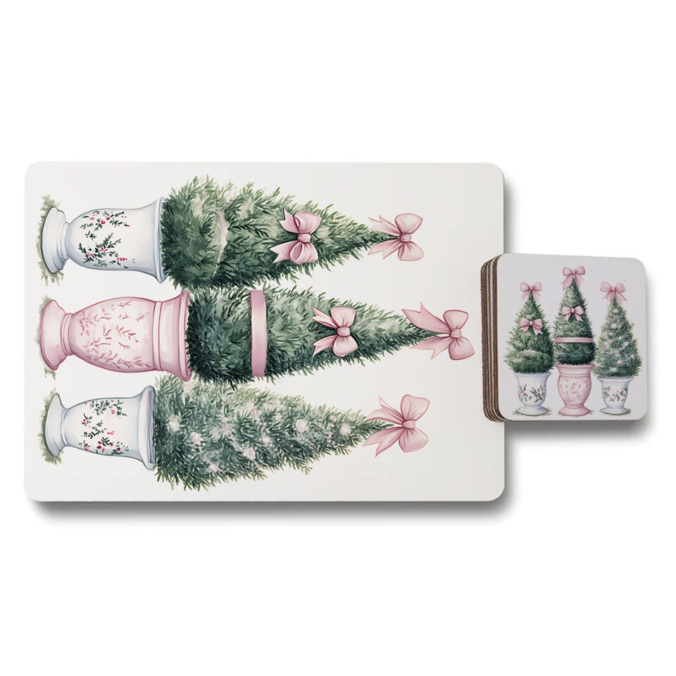 image 1 of Christmas Placemat And Coaster Set With Wood Backing In High End Print Artwork Limited Edition