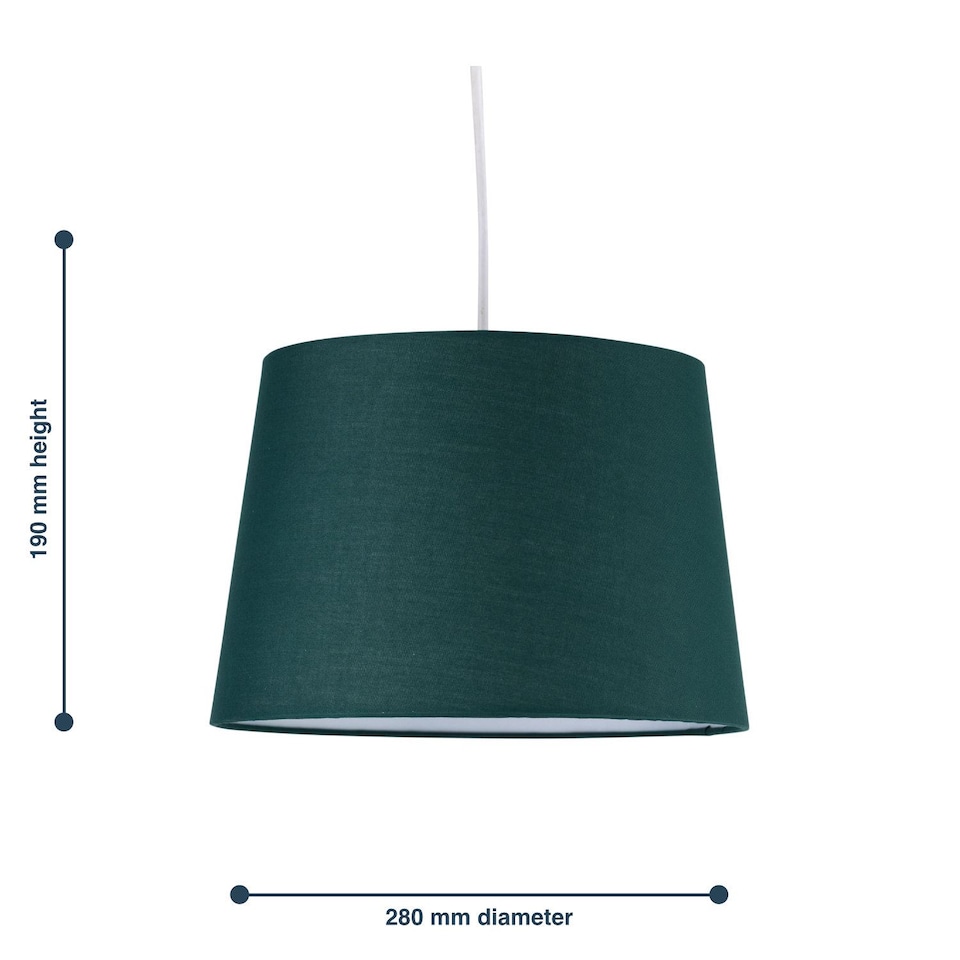 image 1 of Dark Green Cotton 28cm Tapered Cylinder Pendant or Lamp Shade | Green | Medium | 1