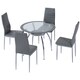 image 2 of HOMCOM Dining Table and Chairs Set for 4, 5 Piece Round Kitchen Table and Chairs with Glass Top, Shelf and High Back, Space-Saving Table and Upholstered Chairs for Small Spaces, Grey