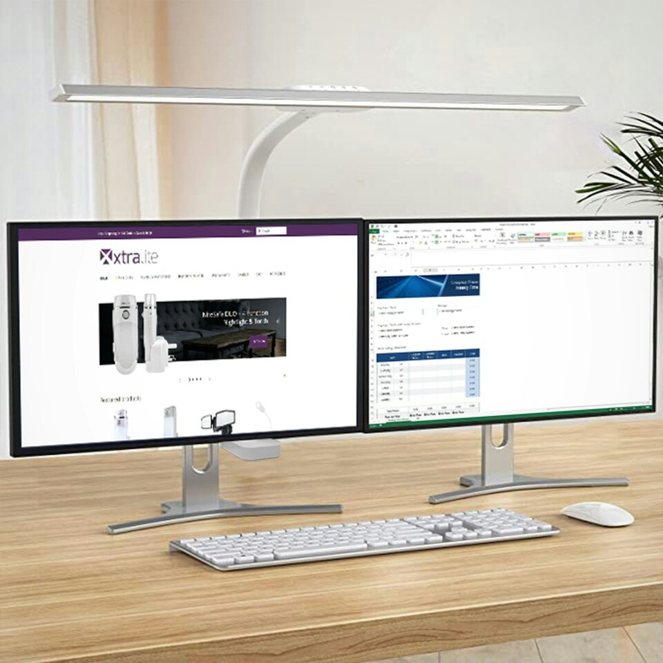 image 1 of Xtralite Wide LED Light Desk & Monitor Lamp | White