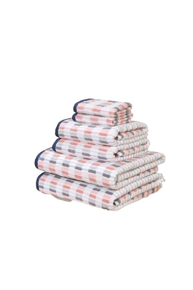 image 1 of Santa Cruz 6 Piece Cotton Towels Bale Set Striped Soft and Absorbent | Pink | Bath towel
