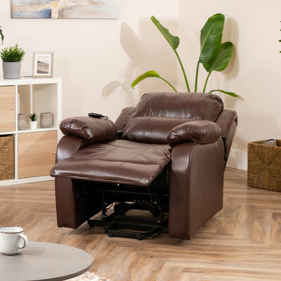 image 1 of Northfield Dual Motor Massage Heat Riser Recliner Chair - Brown