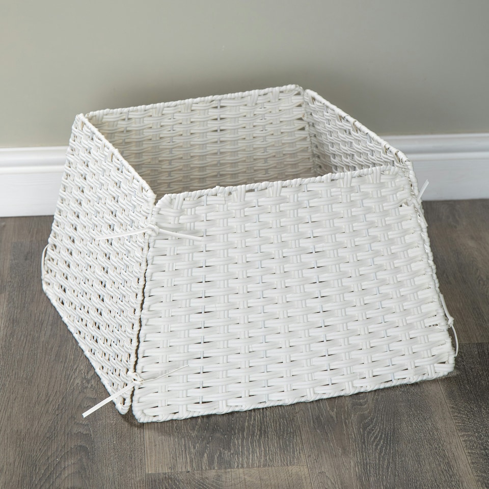image 1 of 47cm x 46cm Samuel Alexander Foldable Faux Rattan Christmas Tree Skirt in White