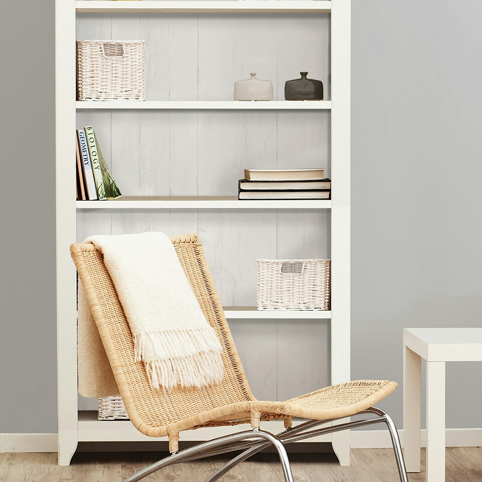 image 1 of NuWallpaper NU2494 Reclaimed Shiplap Peel & Stick Wallpaper, White Multi