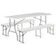 image 1 of Harbour Housewares Folding Camping Picnic Table & Bench Set - 180cm (6ft) - White | White | White