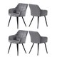 image 1 of Set of 4 Camden Modern Velvet Dining Chairs with Armrests, Quilted Design & Black Metal Legs Grey | Dark Grey