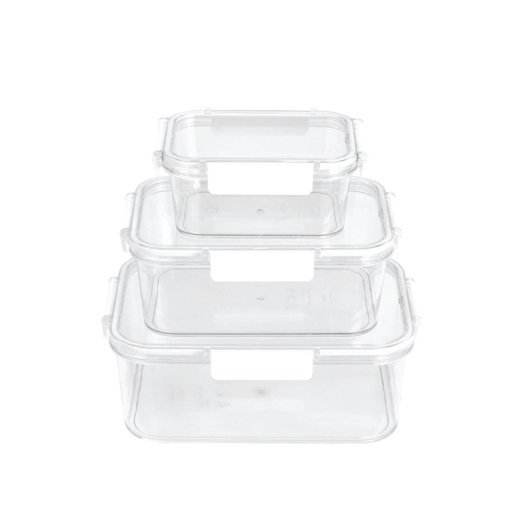 Living and Home Plastic Bento Lunch Box for Fridge 3Pcs Set - Transparent