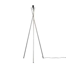 ValueLights Camden Brushed Chrome Metal Stem Tripod Floor Lamp | Silver