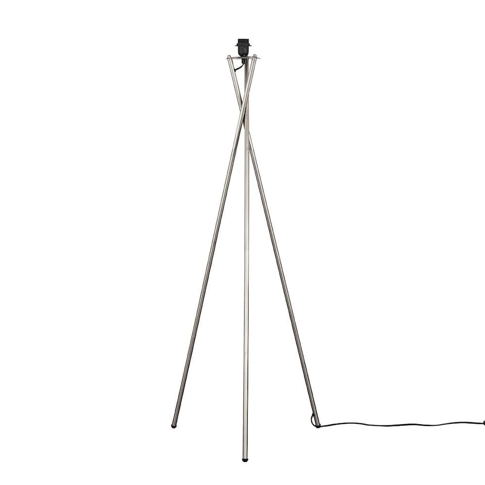 image 1 of ValueLights Camden Brushed Chrome Metal Stem Tripod Floor Lamp | Silver
